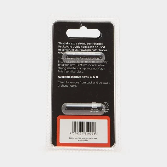 Semi-Barbed Treble Hooks (Size 6) 3 Semi-Barbed Treble Hooks (Size 6)